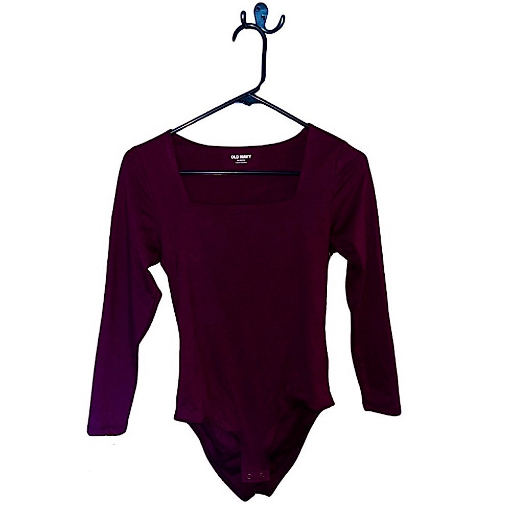 Burgundy Square Neck Bodysuit | Old Navy | Size Petite XS